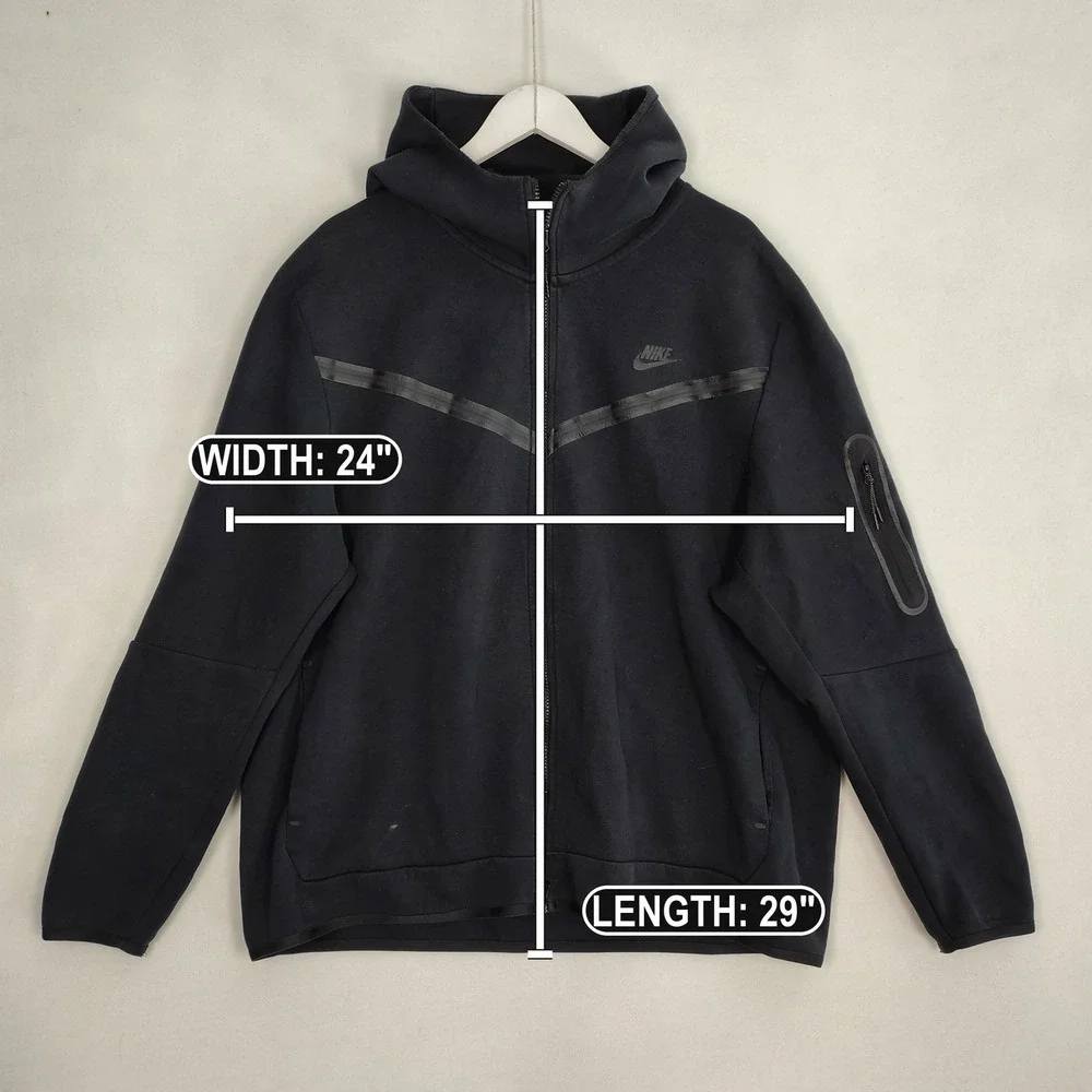 Nike Tech Fleece Full Zip Hoodie Black Mens XXL CU4489-010
